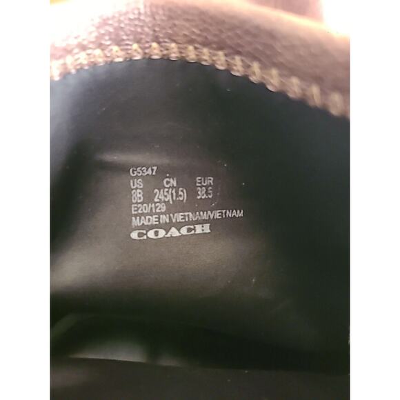 Coach Margot Coated Canvas Heels Bootie Tan Two Tone Size 8b - Picture 5 of 13